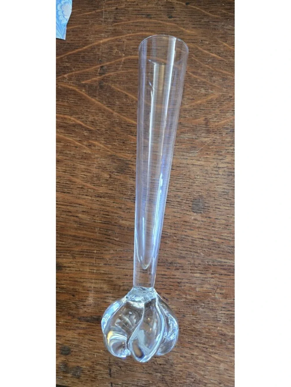 Vintage Clear Glass Flower Bud Vase Twisted Bubble Footed Classic Shape 9.5